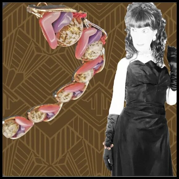 Retro Link Bracelet One of a Kind Abstract Art Collage Recycled Vintage - Picture 7 of 10